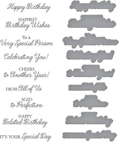 Spellbinders BP-318 عيد ميلاد Wishes Sentiments مجموعة أطباق ويموت من BetterPress من مجموعة Texture & Foliage من Suzanne Hue in Saudi Arabia