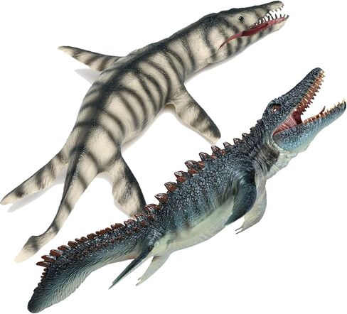 Gemini&Genius Shark Toys Mosasaurus وKronosaurus مجموعة ألعاب ديناصورات حيوانات البحر، ألعاب قرش المحيط، مثالية لهدايا أعياد ميلاد الأطفال، كب كيك، السباحة in Saudi Arabia