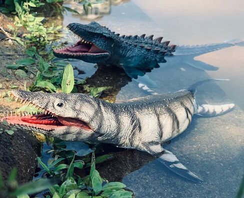 Gemini&Genius Shark Toys Mosasaurus وKronosaurus مجموعة ألعاب ديناصورات حيوانات البحر، ألعاب قرش المحيط، مثالية لهدايا أعياد ميلاد الأطفال، كب كيك، السباحة in Saudi Arabia