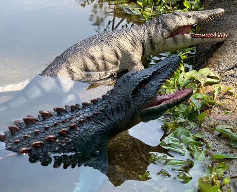 Gemini&Genius Shark Toys Mosasaurus وKronosaurus مجموعة ألعاب ديناصورات حيوانات البحر، ألعاب قرش المحيط، مثالية لهدايا أعياد ميلاد الأطفال، كب كيك، السباحة in Saudi Arabia
