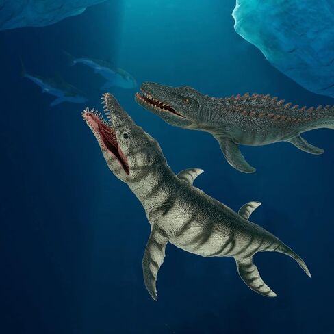 Gemini&Genius Shark Toys Mosasaurus وKronosaurus مجموعة ألعاب ديناصورات حيوانات البحر، ألعاب قرش المحيط، مثالية لهدايا أعياد ميلاد الأطفال، كب كيك، السباحة in Saudi Arabia
