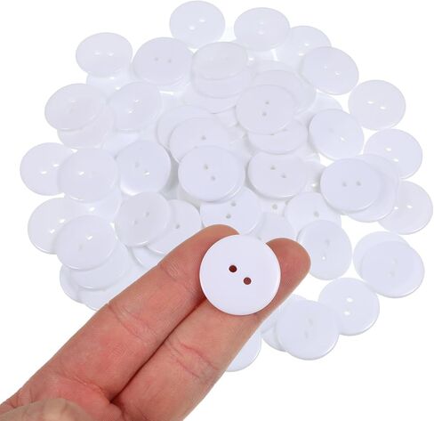 100 Pcs White Buttons for Crafts 1 Inch 2 Hole Round Resin Button for Sewing 1 Inch White Buttons for Crafts, Sewing, Clothes in Saudi Arabia