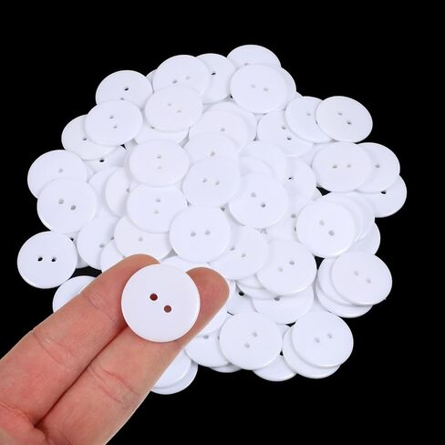 100 Pcs White Buttons for Crafts 1 Inch 2 Hole Round Resin Button for Sewing 1 Inch White Buttons for Crafts, Sewing, Clothes in Saudi Arabia