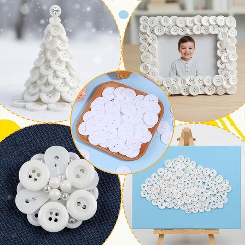 100 Pcs White Buttons for Crafts 1 Inch 2 Hole Round Resin Button for Sewing 1 Inch White Buttons for Crafts, Sewing, Clothes in Saudi Arabia