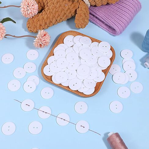 100 Pcs White Buttons for Crafts 1 Inch 2 Hole Round Resin Button for Sewing 1 Inch White Buttons for Crafts, Sewing, Clothes in Saudi Arabia