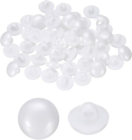 50 قطعة من الأزرار البلاستيكية HARFINGTON 0.47 بوصة (12 مم) نوع الفطر على شكل قبة دائرية لأزرار الخياطة اليدوية مع ساق لسترة معطف وقميص فساتين الزفاف، أبيض in Kuwait