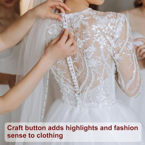 50 قطعة من الأزرار البلاستيكية HARFINGTON 0.47 بوصة (12 مم) نوع الفطر على شكل قبة دائرية لأزرار الخياطة اليدوية مع ساق لسترة معطف وقميص فساتين الزفاف، أبيض in Kuwait