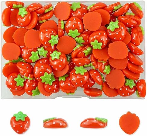 FAZHBARY 90 PCS Red Resin Strawberry with No Holes Flat Back Resin Small Strawberry Bulk Embellishments for Crafts Crafts Accessories in Saudi Arabia