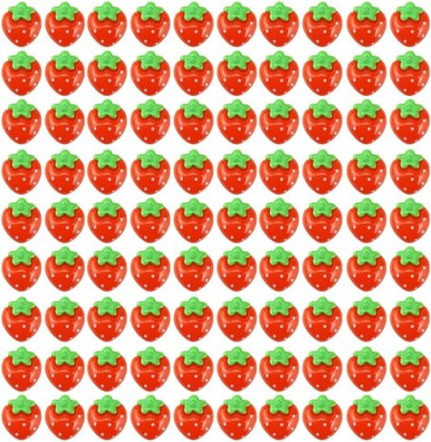 FAZHBARY 90 PCS Red Resin Strawberry with No Holes Flat Back Resin Small Strawberry Bulk Embellishments for Crafts Crafts Accessories in Saudi Arabia