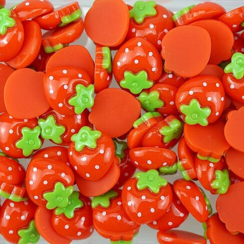 FAZHBARY 90 PCS Red Resin Strawberry with No Holes Flat Back Resin Small Strawberry Bulk Embellishments for Crafts Crafts Accessories in Saudi Arabia
