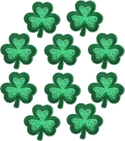St. Patrick's Day Embroidered Patches (10-Pack) - Green Shamrock Appliqué Iron On & Sew On for Clothing, Uniform, Bag, Hat Accessory Decor in Saudi Arabia