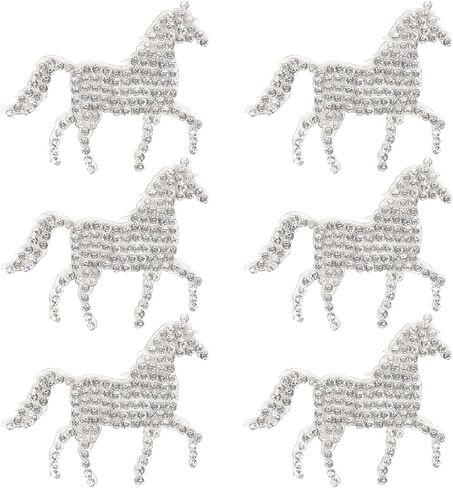 Totelux الحصان الحديد على بقع سباركلي حجر الراين بقع الفضة المهر جواهر الأحجار الكريمة يزين للملابس الجينز قبعة قميص أكياس الزينة 6 قطعة in Kuwait