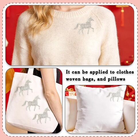 Totelux الحصان الحديد على بقع سباركلي حجر الراين بقع الفضة المهر جواهر الأحجار الكريمة يزين للملابس الجينز قبعة قميص أكياس الزينة 6 قطعة in Kuwait