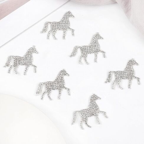 Totelux الحصان الحديد على بقع سباركلي حجر الراين بقع الفضة المهر جواهر الأحجار الكريمة يزين للملابس الجينز قبعة قميص أكياس الزينة 6 قطعة in Kuwait