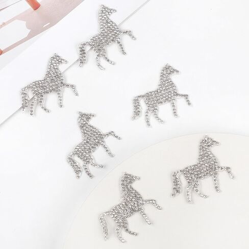 Totelux الحصان الحديد على بقع سباركلي حجر الراين بقع الفضة المهر جواهر الأحجار الكريمة يزين للملابس الجينز قبعة قميص أكياس الزينة 6 قطعة in Kuwait