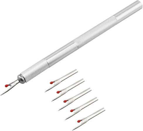 HJGarden 1Set Metal Sewing Thread Remover with 5 Replacement Cutting Blades Aluminum Alloy Handle Set Silver Length 5.79 inches Garment Hand Sewing Stitch Removal Tool in Saudi Arabia