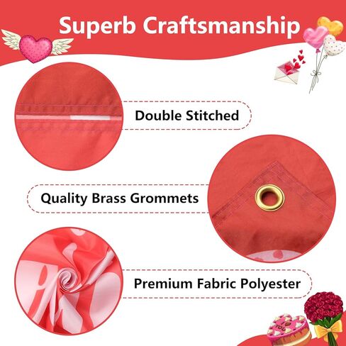 Large Valentines Day Banner 72" x 48" Decorations Happy Valentine's Day Banner Romantic Hearts Love Party Supplies Photography Background for Indoor Outdoor Garden,Yard,Party Home Decor in Saudi Arabia