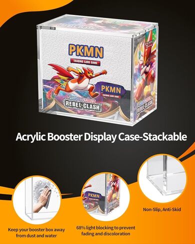 PKMN Booster Box Acrylic Case with Magnetic Lid & Easy Top Load - 5MM Clear Display Protector, Stackable Storage Case for PKMN TCG Booster Boxes in Saudi Arabia