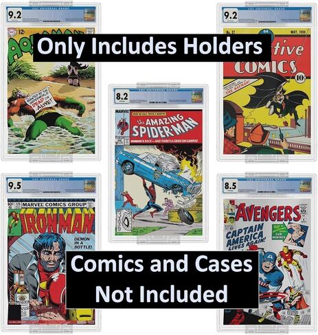 Hello LLamas SlabGrabs-Standard Fit 40-Piece Comic Wall Mount (Holds 20 Slabs), Active-Grip Security Lock, Heavy Duty Clear Display for PSA & Pre-2024 CGC – Not for Thick Slabs in Saudi Arabia