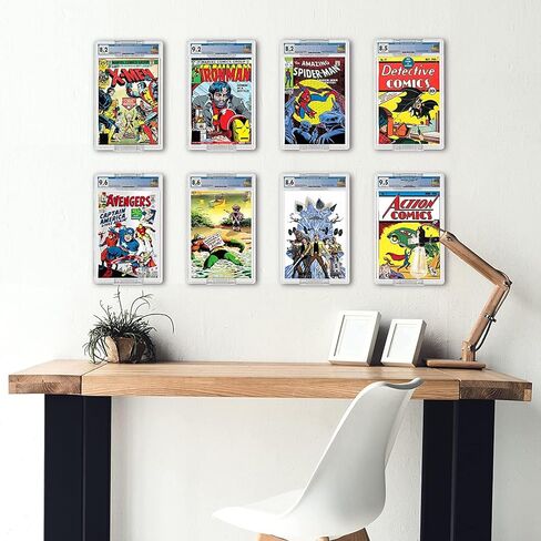 Hello LLamas SlabGrabs-Standard Fit 40-Piece Comic Wall Mount (Holds 20 Slabs), Active-Grip Security Lock, Heavy Duty Clear Display for PSA & Pre-2024 CGC – Not for Thick Slabs in Saudi Arabia