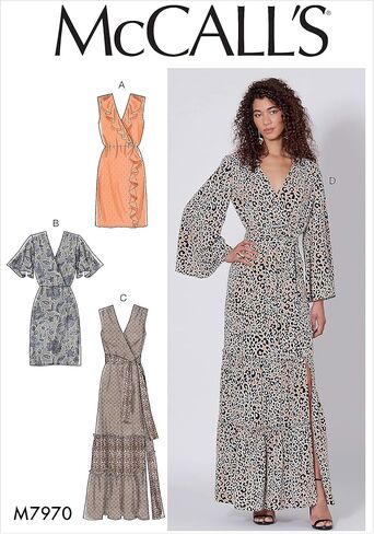 فستان McCall's Patterns نسائي بطول الكاحل من McCall مقاسات 6-14 نمط خياطة، أبيض in Kuwait