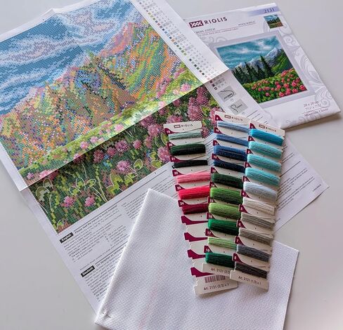 RIOLIS - Mountain Clover 2131, Cross Stitch Kits 7¾" x 7¾", Cross Stitch Kits for Beginners & Advanced, Crossstitching Kit Adult, Embroidery Counted Stitching Kit in Saudi Arabia
