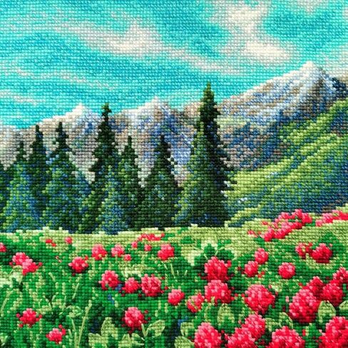 RIOLIS - Mountain Clover 2131, Cross Stitch Kits 7¾" x 7¾", Cross Stitch Kits for Beginners & Advanced, Crossstitching Kit Adult, Embroidery Counted Stitching Kit in Saudi Arabia
