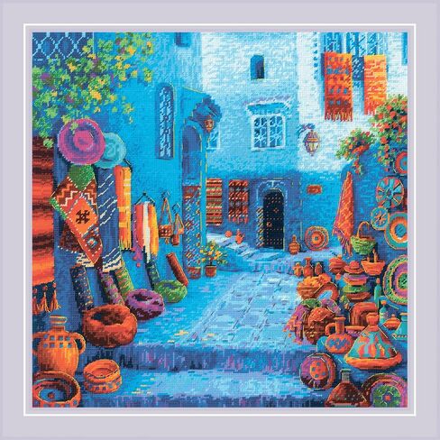 RIOLIS - Colors of Morocco 2308, Cross Stitch Kits 15¾"x15¾, City Cross Stitch Kits for Beginners & Advanced, Crossstitching Kit Adult, Urban Landscape Embroidery Counted Stitching Kit in Saudi Arabia
