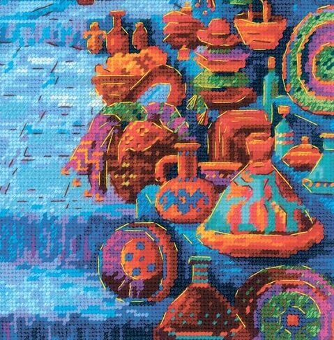 RIOLIS - Colors of Morocco 2308, Cross Stitch Kits 15¾"x15¾, City Cross Stitch Kits for Beginners & Advanced, Crossstitching Kit Adult, Urban Landscape Embroidery Counted Stitching Kit in Saudi Arabia