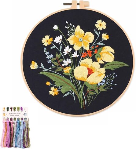 artcici Embroidery Kits Plants Pink Flower Patterns for Beginners Adults, Full Range Embroidery Starter Kits Cross Stitch Needlework Supplies (Pink) in Saudi Arabia