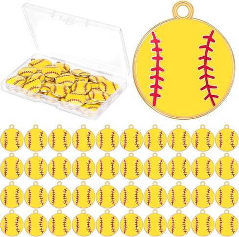 64 Pcs Sports Charms Softball Baseball Game Charm Pendants for Bracelet Necklace Earrings Making Enamel Sport Charms for Jewelry Making Sports Team Gift DIY Crafts in Saudi Arabia