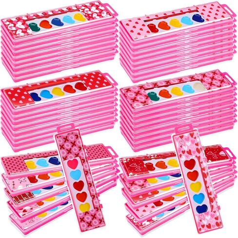 50 Pack Valentines Heart Shape Watercolor Paint Set 8 Washable Colors 10 Styles with Brushes Water Color Painting Kit for Valentine's Day Party Favor Prizes Exchange Gifts Painting Kit in Saudi Arabia