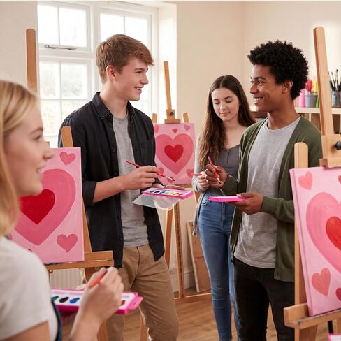 50 Pack Valentines Heart Shape Watercolor Paint Set 8 Washable Colors 10 Styles with Brushes Water Color Painting Kit for Valentine's Day Party Favor Prizes Exchange Gifts Painting Kit in Saudi Arabia