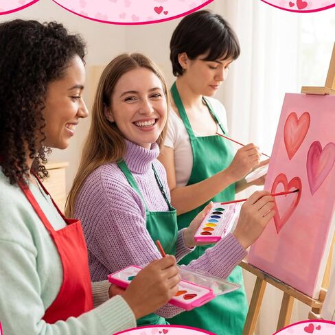 50 Pack Valentines Heart Shape Watercolor Paint Set 8 Washable Colors 10 Styles with Brushes Water Color Painting Kit for Valentine's Day Party Favor Prizes Exchange Gifts Painting Kit in Saudi Arabia