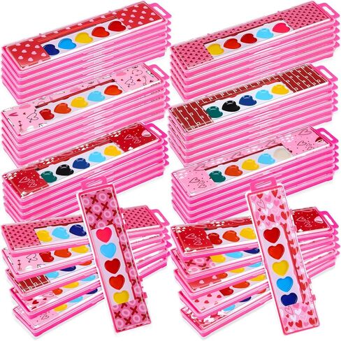 50 Pack Valentines Heart Shape Watercolor Paint Set 8 Washable Colors 10 Styles with Brushes Water Color Painting Kit for Valentine's Day Party Favor Prizes Exchange Gifts Painting Kit in Saudi Arabia
