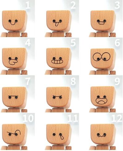 Shaking Wooden Man Figurine with 12PCS Magnetic Expressions,Handmade Shaking Feet Wooden Doll with Multiple Magnetic Decorations,Funny Bobblehead Car Dashboard Decor,Car Ornaments Action Figure﻿-AHL in Saudi Arabia