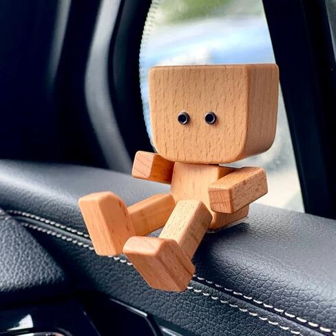 Shaking Wooden Man Figurine with 12PCS Magnetic Expressions,Handmade Shaking Feet Wooden Doll with Multiple Magnetic Decorations,Funny Bobblehead Car Dashboard Decor,Car Ornaments Action Figure﻿-AHL in Saudi Arabia