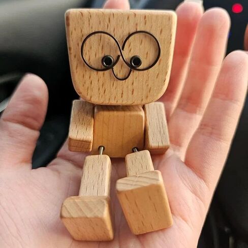 Shaking Wooden Man Figurine with 12PCS Magnetic Expressions,Handmade Shaking Feet Wooden Doll with Multiple Magnetic Decorations,Funny Bobblehead Car Dashboard Decor,Car Ornaments Action Figure﻿-AHL in Saudi Arabia