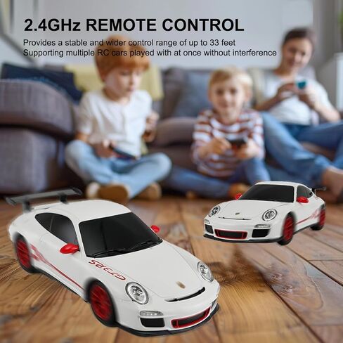سيارة تحكم عن بعد بمقياس 1:24 لسيارة بورش GT3 RS، طراز 2.4 جيجا هرتز، سيارة سباق رياضية كهربائية هدية للبالغين والأطفال والأولاد والبنات - أبيض in Kuwait