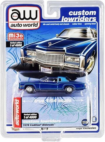 AUTO WORLD Autoworld CP7720 1975 Cadillac Eldorado إصدار محدود إلى 4800 قطعة 1 × 64 نموذج سيارة، أزرق داكن معدني مع أزرق فاتح in Saudi Arabia
