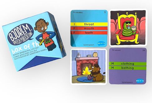 Bjorem Speech® Box of TH – بطاقات علاج النطق والتوعية الصوتية لأصوات TH الصوتية وغير الصوتية | أداة جذابة لتطوير الكلام للأطفال 3+ in Kuwait