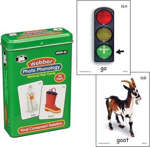 Super Duper Publications | Webber® Photo Phonology Minimal Pair Cards - Final Consonant Deletion | Speech Therapy - Phonology Flashcards | Educational Learning Resource for Children in Saudi Arabia