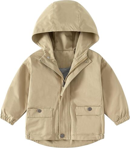 Volunboy Toddler Boys Windbreaker Casual Outerwear Kids Lightweight Zip Hooded Jacket Baby Cute Dust Coat in Saudi Arabia