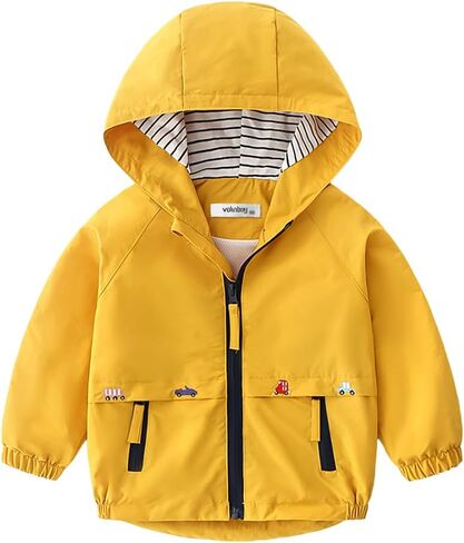 Volunboy Toddler Boys Spring Windbreaker Lightweight Jacket | baby boy windproof zip up hoodie coat, fall hooded jacket, cartoon water-repellent coat in Saudi Arabia