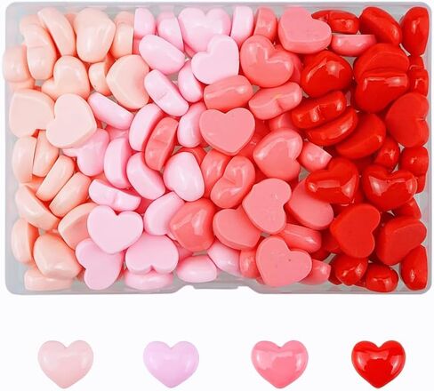 FAZHBARY 120 PCS 4 Colors Heart Resin Flatback Mini Plastic Heart Shape Bulk Resin Embellishments for Crafts Accessories in Saudi Arabia