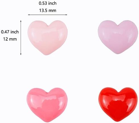 FAZHBARY 120 PCS 4 Colors Heart Resin Flatback Mini Plastic Heart Shape Bulk Resin Embellishments for Crafts Accessories in Saudi Arabia