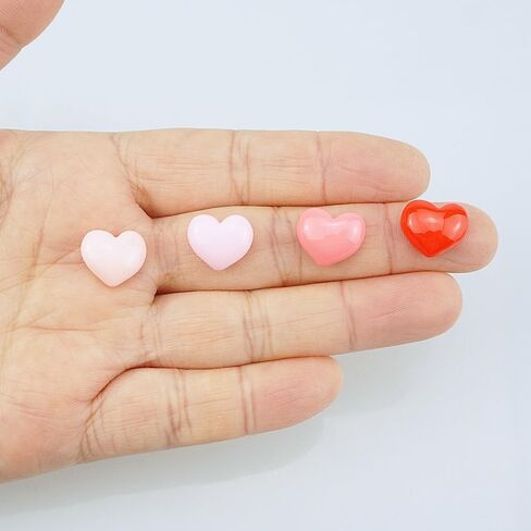 FAZHBARY 120 PCS 4 Colors Heart Resin Flatback Mini Plastic Heart Shape Bulk Resin Embellishments for Crafts Accessories in Saudi Arabia
