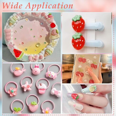 PH PandaHall 80Pcs 10 Styles Junk Case Charms Kit Pink Rose Resin Cabochons, Cute Slime Decoden Charms Flatback Resin Charm for Phone Junk Cases Hairpins Scrapbooking Craft DIY Decoration in Saudi Arabia