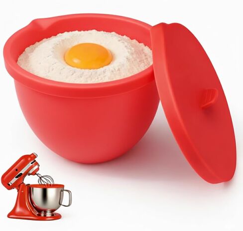 Silicone Bowl Liners Compatible with Kitchen Aid 5 Qt Tilt-Head Mixers, Food-Grade Non-Stick Inserts with Lids, Dishwasher-Safe Reusable Bowl Accessories (Pink) in Saudi Arabia