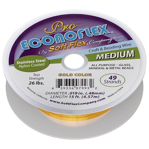 Soft Flex Econoflex Beading Wire - 49 Strand Flexible Braided - Hobby Wire for Crafting .014 Fine Diameter, 15 ft in Saudi Arabia